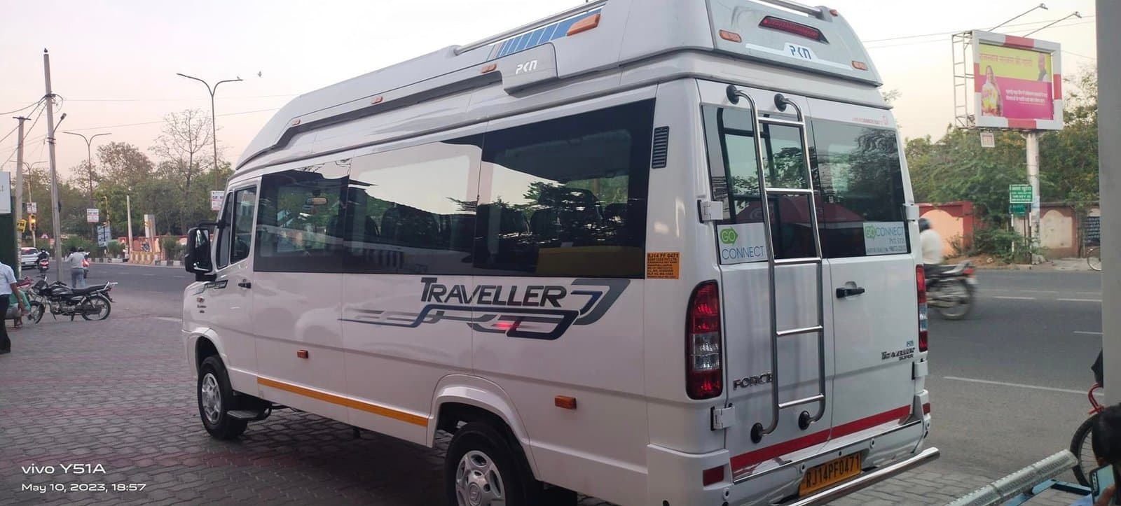 Go Connect tempo traveller on the road in Jaipur